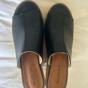 Pierre Dumas Black Slide Mules with Brown Insole